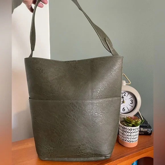 Anthropologie ‘Miranda’ Olive Green Tote Bag - Picture 3 of 7